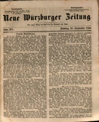 Neue Würzburger Zeitung Dienstag 29. September 1840