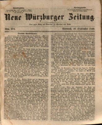 Neue Würzburger Zeitung Mittwoch 30. September 1840