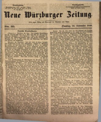 Neue Würzburger Zeitung Sonntag 22. November 1840