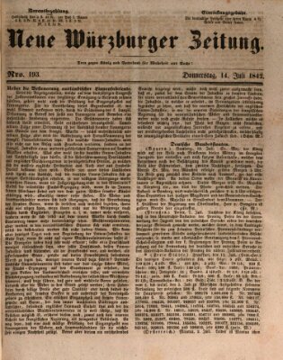 Neue Würzburger Zeitung Donnerstag 14. Juli 1842