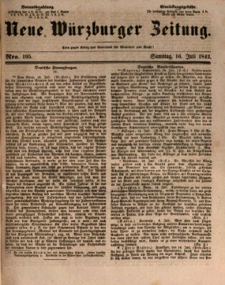 Neue Würzburger Zeitung Samstag 16. Juli 1842