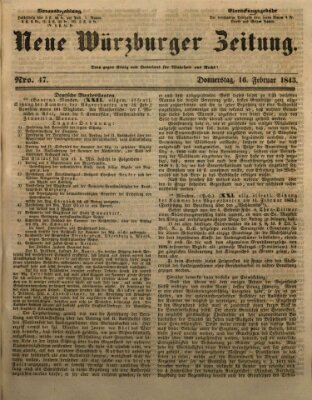 Neue Würzburger Zeitung Donnerstag 16. Februar 1843