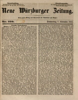 Neue Würzburger Zeitung Donnerstag 7. November 1844