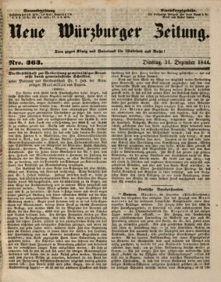 Neue Würzburger Zeitung Dienstag 31. Dezember 1844
