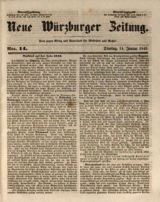 Neue Würzburger Zeitung Dienstag 14. Januar 1845