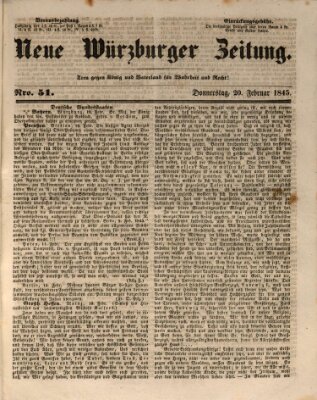 Neue Würzburger Zeitung Donnerstag 20. Februar 1845