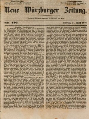 Neue Würzburger Zeitung Dienstag 21. April 1846