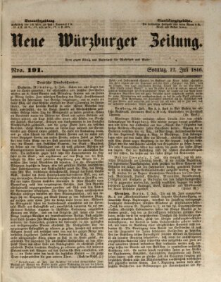 Neue Würzburger Zeitung Sonntag 12. Juli 1846