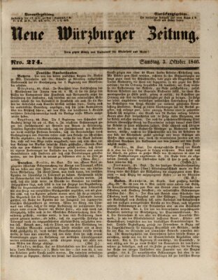 Neue Würzburger Zeitung Samstag 3. Oktober 1846