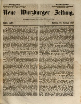 Neue Würzburger Zeitung Montag 22. Februar 1847