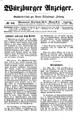 Würzburger Anzeiger (Neue Würzburger Zeitung) Donnerstag 9. Februar 1854