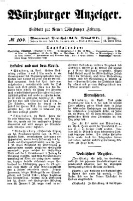 Würzburger Anzeiger (Neue Würzburger Zeitung) Freitag 14. April 1854