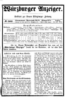 Würzburger Anzeiger (Neue Würzburger Zeitung) Dienstag 31. Oktober 1854