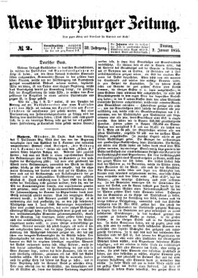 Neue Würzburger Zeitung Dienstag 2. Januar 1855