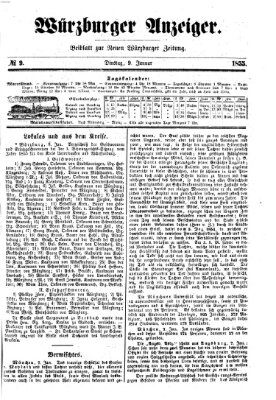 Würzburger Anzeiger (Neue Würzburger Zeitung) Dienstag 9. Januar 1855
