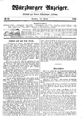 Würzburger Anzeiger (Neue Würzburger Zeitung) Samstag 13. Januar 1855