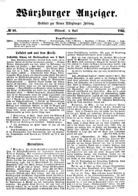 Würzburger Anzeiger (Neue Würzburger Zeitung) Mittwoch 4. April 1855