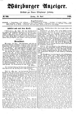 Würzburger Anzeiger (Neue Würzburger Zeitung) Freitag 20. April 1855