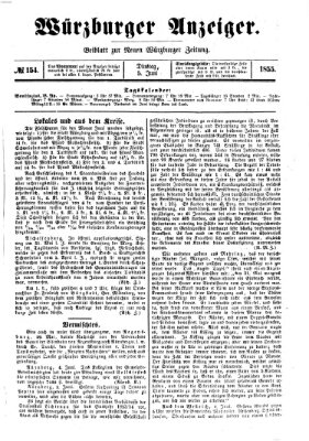 Würzburger Anzeiger (Neue Würzburger Zeitung) Dienstag 5. Juni 1855