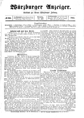 Würzburger Anzeiger (Neue Würzburger Zeitung) Sonntag 15. Juli 1855