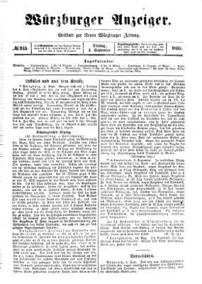 Würzburger Anzeiger (Neue Würzburger Zeitung) Dienstag 4. September 1855