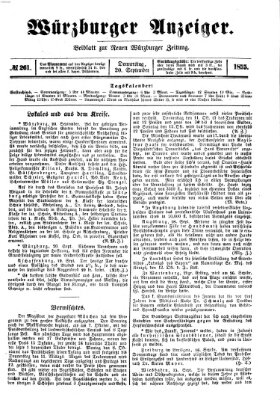 Würzburger Anzeiger (Neue Würzburger Zeitung) Donnerstag 20. September 1855
