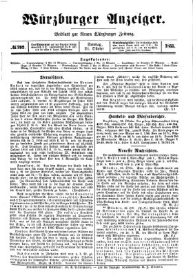 Würzburger Anzeiger (Neue Würzburger Zeitung) Sonntag 21. Oktober 1855
