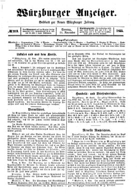 Würzburger Anzeiger (Neue Würzburger Zeitung) Sonntag 11. November 1855