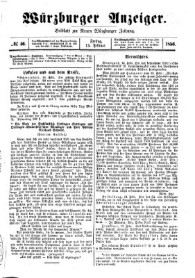 Würzburger Anzeiger (Neue Würzburger Zeitung) Freitag 15. Februar 1856