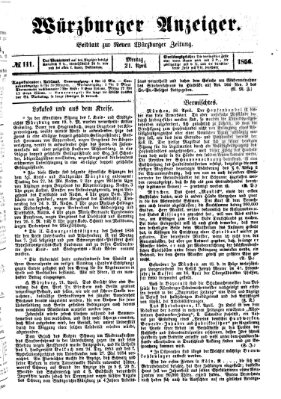 Würzburger Anzeiger (Neue Würzburger Zeitung) Montag 21. April 1856