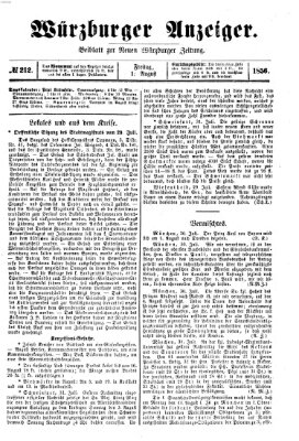 Würzburger Anzeiger (Neue Würzburger Zeitung) Freitag 1. August 1856