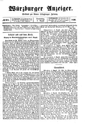 Würzburger Anzeiger (Neue Würzburger Zeitung) Donnerstag 7. August 1856