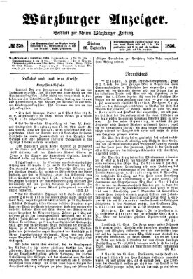 Würzburger Anzeiger (Neue Würzburger Zeitung) Dienstag 16. September 1856