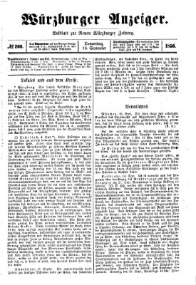 Würzburger Anzeiger (Neue Würzburger Zeitung) Donnerstag 18. September 1856