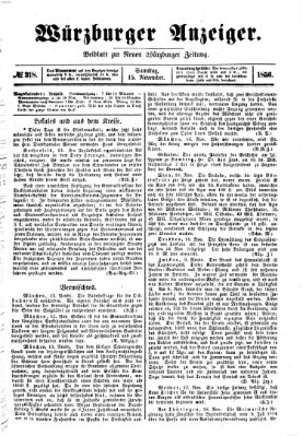 Würzburger Anzeiger (Neue Würzburger Zeitung) Samstag 15. November 1856