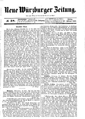 Neue Würzburger Zeitung Freitag 27. Februar 1857