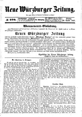 Neue Würzburger Zeitung Dienstag 29. September 1857