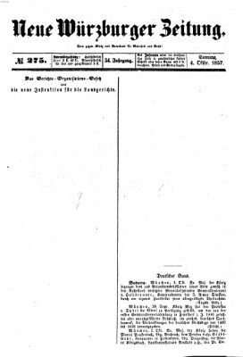 Neue Würzburger Zeitung Sonntag 4. Oktober 1857