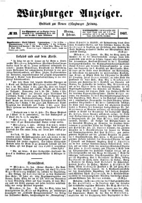 Würzburger Anzeiger (Neue Würzburger Zeitung) Montag 2. Februar 1857