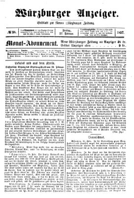Würzburger Anzeiger (Neue Würzburger Zeitung) Freitag 27. Februar 1857