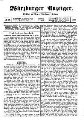 Würzburger Anzeiger (Neue Würzburger Zeitung) Samstag 14. März 1857