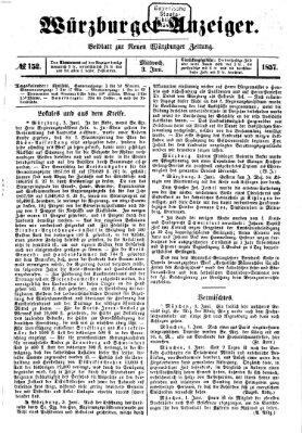 Würzburger Anzeiger (Neue Würzburger Zeitung) Mittwoch 3. Juni 1857