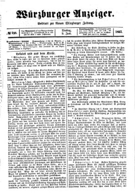 Würzburger Anzeiger (Neue Würzburger Zeitung) Dienstag 9. Juni 1857