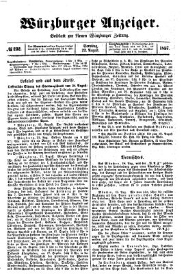 Würzburger Anzeiger (Neue Würzburger Zeitung) Samstag 22. August 1857