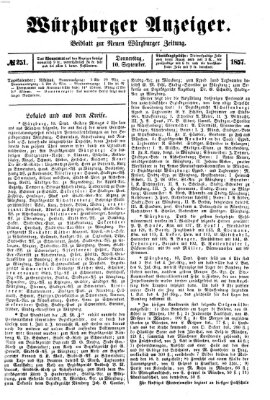 Würzburger Anzeiger (Neue Würzburger Zeitung) Donnerstag 10. September 1857