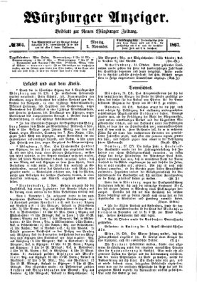 Würzburger Anzeiger (Neue Würzburger Zeitung) Montag 2. November 1857