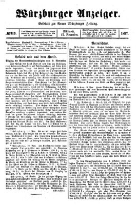 Würzburger Anzeiger (Neue Würzburger Zeitung) Mittwoch 11. November 1857