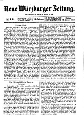 Neue Würzburger Zeitung Dienstag 12. Januar 1858