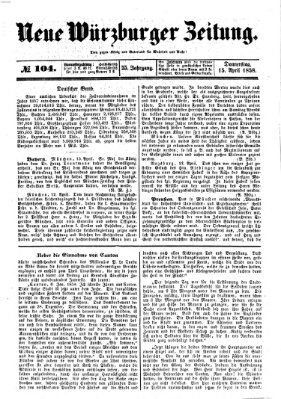 Neue Würzburger Zeitung Donnerstag 15. April 1858