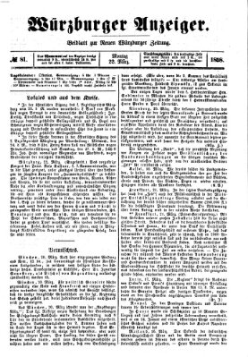 Würzburger Anzeiger (Neue Würzburger Zeitung) Montag 22. März 1858